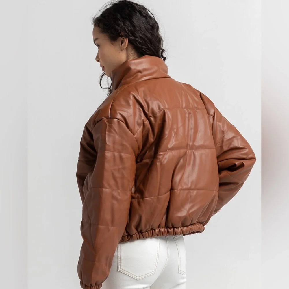 ME JANE Faux Leather Puffer Jacket Size L - Picture 10 of 10
